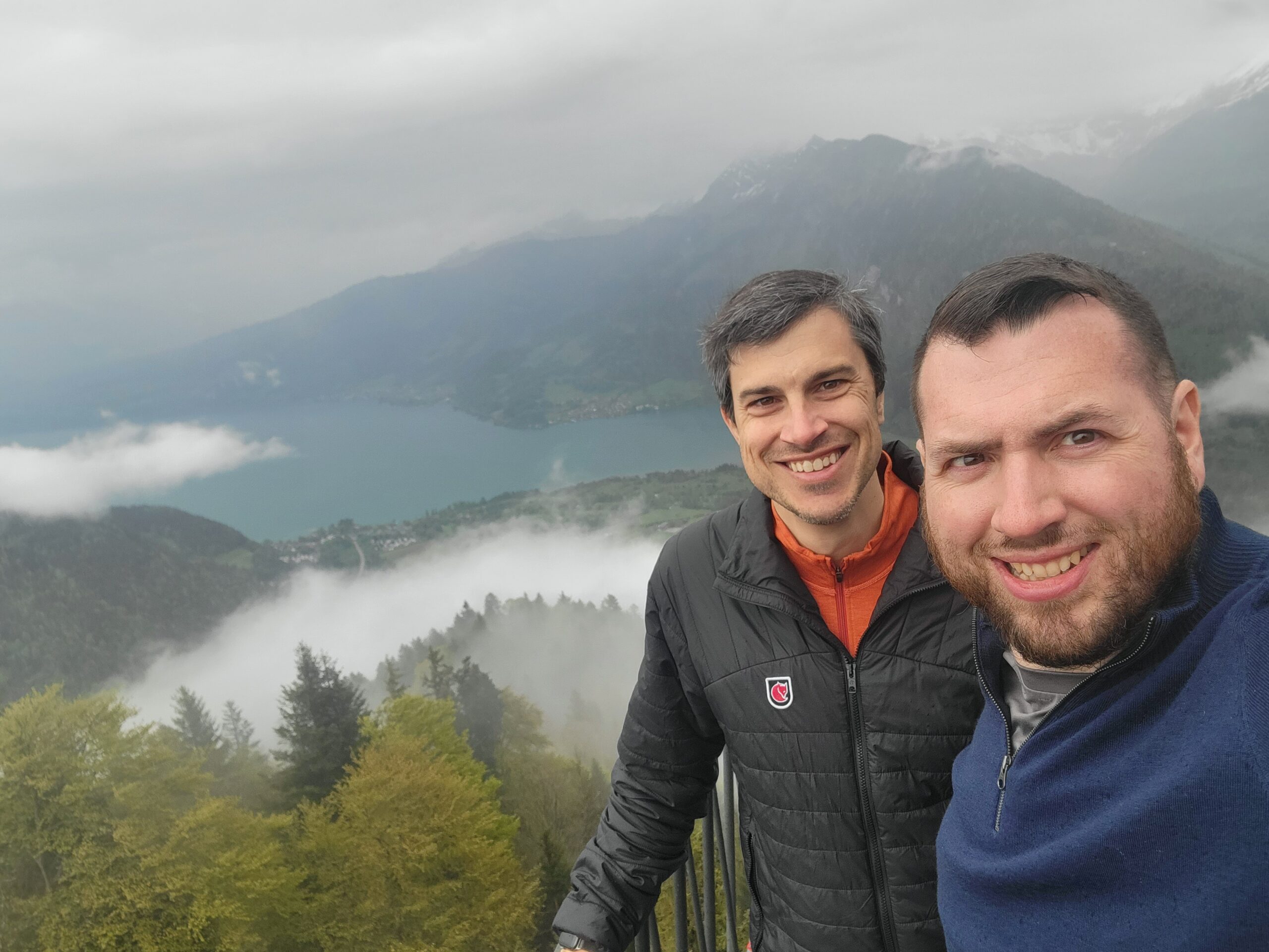Heart recipient and organ, eye and tissue advocate, Brad Tennis on a hike with his husband, Drew Roberts.