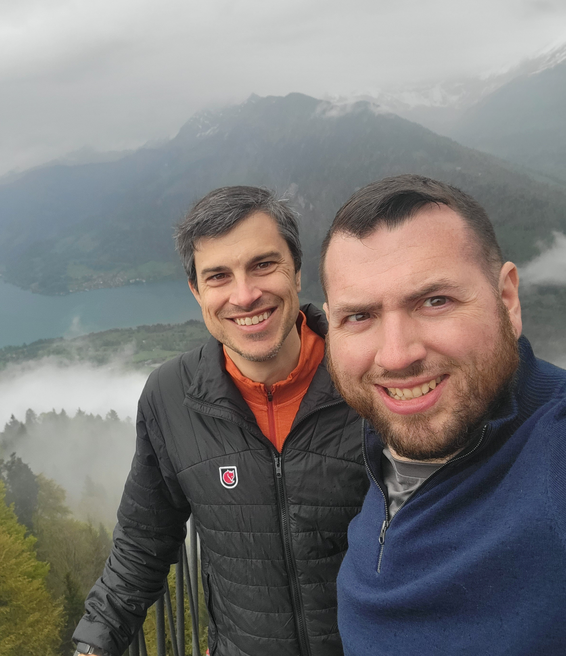 Heart recipient and organ, eye and tissue donation advocate, Brad Tennis on a hike with his husband, Drew Roberts.
