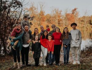 Dewey with his immediate and extended family on a beautiful fall day.