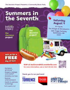 Join us for the "Summers in the Seventh" Community Block Party on Saturday, August 9, at The Village at Mondawmin Mall in Baltimore, MD! Enjoy free food, activities for kids, live entertainment, health screenings and a backpack giveaway while supplies last. Register now!