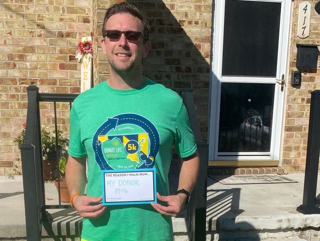 Dave McLaughlin runs at Infinite Legacy's Donate Life Fun Run every year in honor of his donor hero.